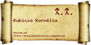 Kubicza Kornélia névjegykártya